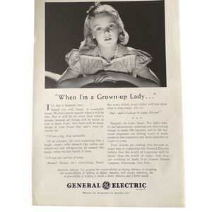 Vintage 1941 General Electric GE Grown Up Lady Ad Advertisement